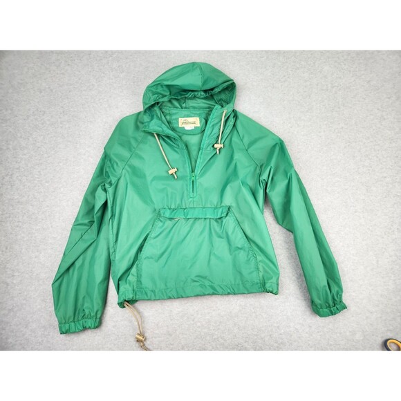 Vtg 80s Twin Mountain Green Nylon Hooded Half Zip Anorak Jacket Packable  Large - Picture 1 of 15